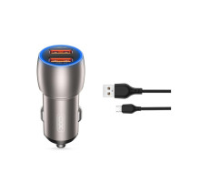 Зарядний пристрій XO 2xUSB QC3.0 36W + cable USB to Micro 5P black (СC52-M-BK)