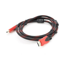 Кабель мультимедійний HDMI to HDMI 1.5m v1.4, OD-7.4mm Black/RED Merlion (YT-HDMI(M)/(M)NY/RD-1.5m)