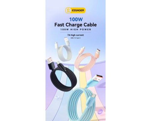 Дата кабель USB 2.0 AM to USB-C 2.0m 100W black Essager (EXC7A-WLA01-P)