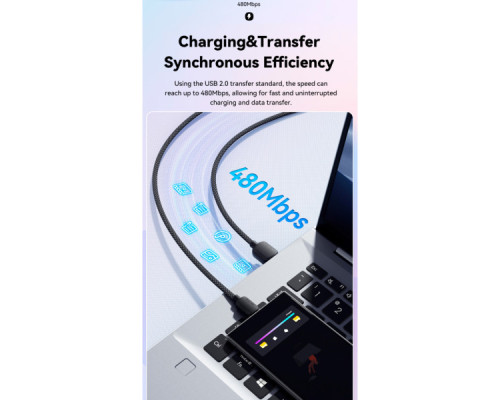 Дата кабель USB 2.0 AM to USB-C 2.0m 100W black Essager (EXC7A-WLA01-P)