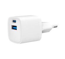 Зарядний пристрій Gembird 1xUSB-C PD20W + 1xUSB QC3.0 white (TA-UC-PDQC20-W-01)