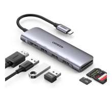 Концентратор Ugreen USB-C to 3xUSB 3.0 + HDMI + SD/TF CM195 gray (70410)