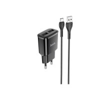 Зарядний пристрій HOCO C88A Star round dual port charger set(Type-C) Black (6931474749543)