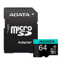 Карта пам'яті ADATA 64GB microSD class 10 UHS-I U3 V30 A2 Premier Pro SD 6.0 (AUSDX64GUI3V30SA2-RA1)