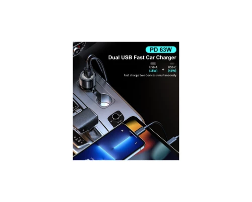 Зарядний пристрій Choetech car USB-A/USB-C 63W QC3.0/PD/PPS black (TC0010-BK) Зарядний пристрій Choetech car USB-A/USB-C 63W QC3.0/PD/PPS black (TC0010-BK)