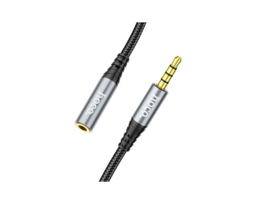 Кабель мультимедійний 3.5mm M to 3.5mm F 1.0m Gray HOCO (6931474762153)