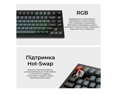 Клавіатура Keychron V1 8K Keychron Super Red Switch RGB USB UA Black (V1W-D1-UA)