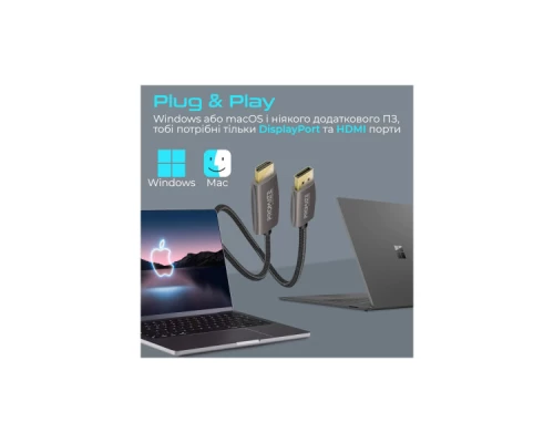 Кабель мультимедійний DisplayPort to HDMI prolink-dp200.black Promate (prolink-dp200.black) Кабель мультимедійний DisplayPort to HDMI prolink-dp200.black Promate (prolink-dp200.black)