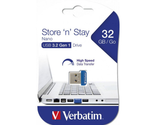 USB флеш накопичувач Verbatim 32GB Store 'n' Stay NANO Blue USB 3.0 (98710)