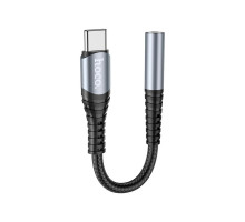 Перехідник USB-C M to 3.5mm F LS33 metal gray HOCO (6931474761163)