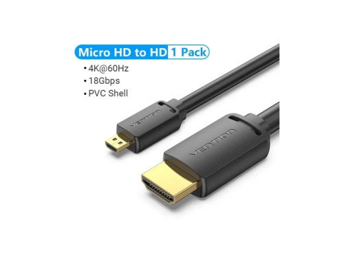 Кабель мультимедійний HDMI M to HDMI micro M 1.0m 4K black Vention (AGIBF)