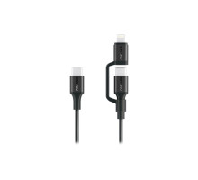 Дата кабель USB-C to USB-C + Lightning black Promate (powerlink-cci.black)