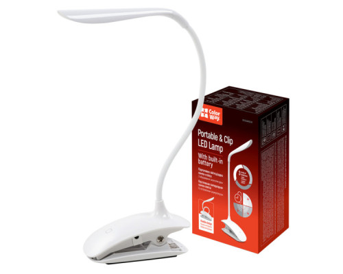 Настільна лампа ColorWay LED Flexible & Clip з вбудованим акумулятором 500mAh (CW-DL04FCB-W)