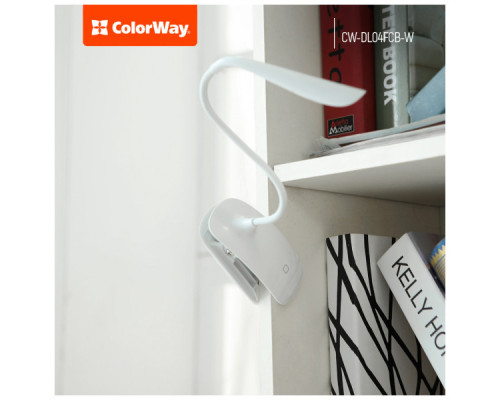 Настільна лампа ColorWay LED Flexible & Clip з вбудованим акумулятором 500mAh (CW-DL04FCB-W)