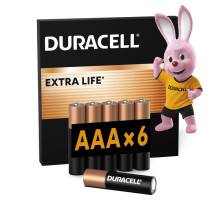 Батарейка Duracell AAA лужні 6 шт. в упаковці (5000394107472 / 81483511)