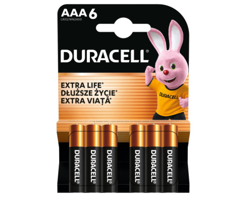 Батарейка Duracell AAA лужні 6 шт. в упаковці (5000394107472 / 81483511)