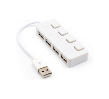 Концентратор Voltronic USB 2.0 to 4xUSB with LED buttons white (YT-H4L-W)