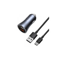 Зарядний пристрій Baseus 2xUSB QC3.0 + cable USB to USB-C 40W Golden Contactor Pro dark gray (TZCCJD-A0G)