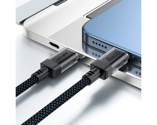Дата кабель USB-C to USB-C 1.2m 60W stainless steel C12-03 Black Acefast (6974316283317) Дата кабель USB-C to USB-C 1.2m 60W stainless steel C12-03 Black Acefast (6974316283317)