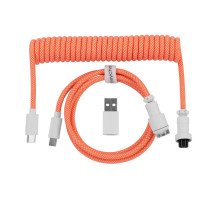 Дата кабель USB-C + USB A to USB-C 1.36m Coiled Aviator orange Keychron (CAB14_KEYCHRON)