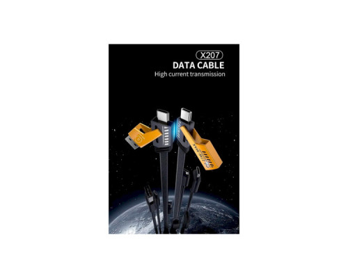 Дата кабель USB-C + USB-A to Lightning+USB-C 1.0m 65W X207 black WUW (6972573336524)