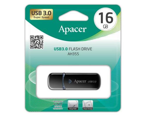 USB флеш накопичувач Apacer 16GB AH355 Black USB 3.0 (AP16GAH355B-1)