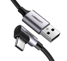 Дата кабель USB 2.0 AM to USB-C 1.0m US284 Angled Alum. Braid Black Ugreen (50941)
