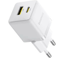 Зарядний пристрій Baseus 1xUSB-C 30W + 1xUSB white (P1011160A213-00)