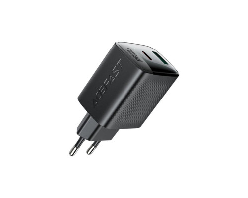 Зарядний пристрій Acefast A106 1xUSB-C PD45W + 1xUSB QC3.0 GaN black (6974316284031)