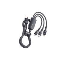 Дата кабель USB 2.0 AM to Lightning + Micro 5P + Type-C 1.2m 66W black Essager (EXCMTL-XJ01)