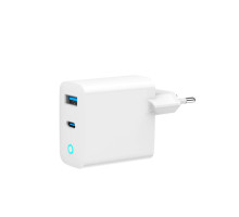 Зарядний пристрій Gembird 1хUSB-A (QC3.0 18W) + 1xType-C (PD 65W) white (TA-UC-PDQC65L-W-01)