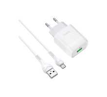 Зарядний пристрій HOCO C72Q Glorious USB QC3.0 + cable USB to Micro 5P 18W White (6931474732538)