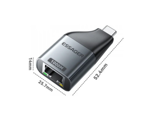 Перехідник USB-C to RJ45 1000Mbps Essager (EZJRJK-MJ0G-P)