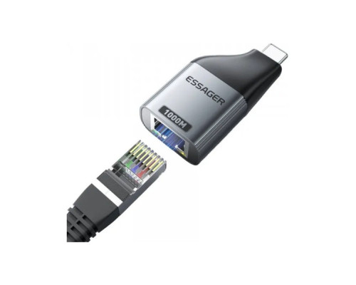Перехідник USB-C to RJ45 1000Mbps Essager (EZJRJK-MJ0G-P)