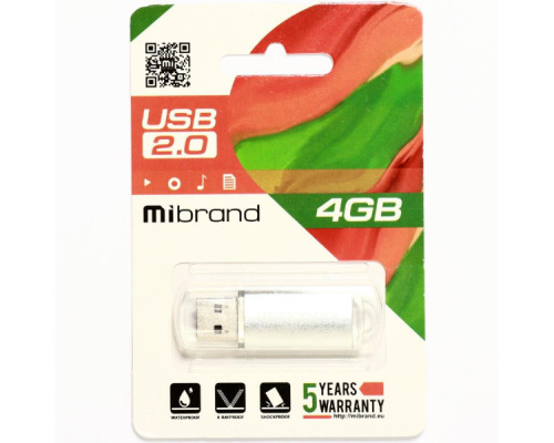 USB флеш накопичувач Mibrand 4GB Cougar Silver USB 2.0 (MI2.0/CU4P1S)