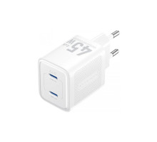 Зарядний пристрій VENTION 2xUSB-C PD45W GaN white (FEFW0-EU)