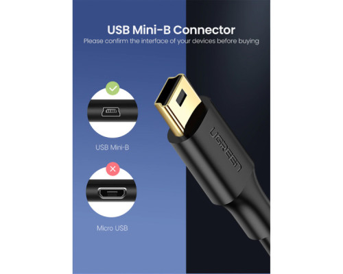 Дата кабель USB 2.0 AM to Mini 5P 1.5m US132 black Ugreen (10385) Дата кабель USB 2.0 AM to Mini 5P 1.5m US132 black Ugreen (10385)
