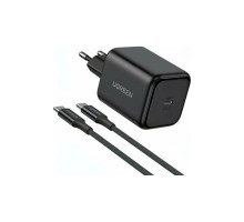 Зарядний пристрій UGREEN USB-C GaN 45W + cable USB-C to USB-C X524 black (65054)