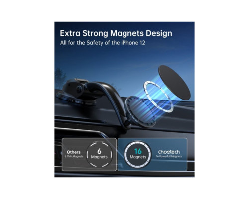 Універсальний автотримач Choetech з магнітним кріпленням на скло або торпеду (AT0005-BK)