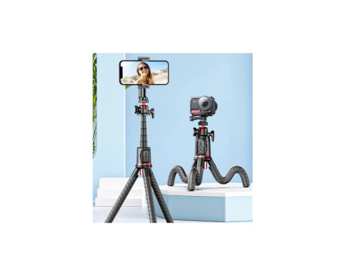 Штатив RTAKO C03 Octopus Extendable Tripod Selfie Stick (with Detachable Phone Holder) Black (6942063212416)