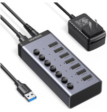 Концентратор Ugreen USB 3.0 to 7xUSB 3.0 with power supply CM481 gray (90307)