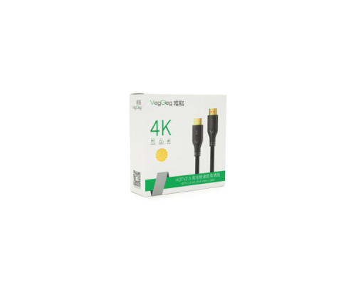 Кабель мультимедійний HDMI M to HDMI M 10.0m V2.0 4K UHD black VEGGIEG (YT-HDMI(M)/(M)HA-10/19716)