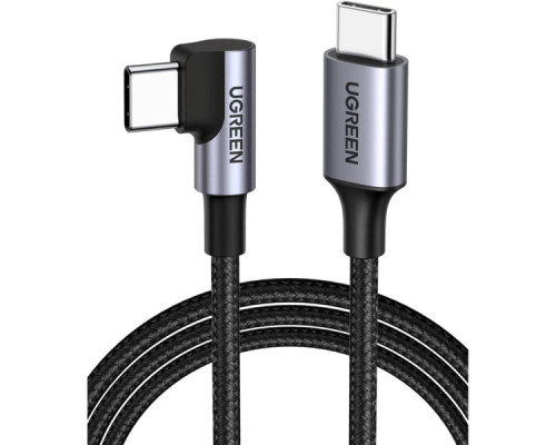 Дата кабель USB-C to USB-C 0.5m 3A 60W 90° corner US255 black/gray Ugreen (50122)