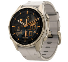 Смарт-годинник Garmin fenix 8 43mm, AMOLED, Saph, SftGldSS/FogGryLeatherBnd, Excl, GPS (010-02903-40)