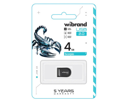 USB флеш накопичувач Wibrand 4GB Scorpio Black USB 2.0 (WI2.0/SC4M3B)