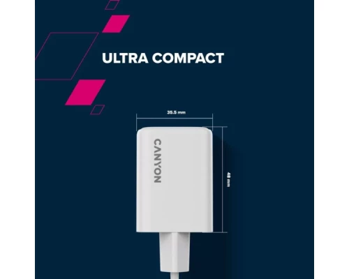 Зарядний пристрій Canyon CU45CC GaN 45W 2xPD EU White (CNS-CUW45CC) Зарядний пристрій Canyon CU45CC GaN 45W 2xPD EU White (CNS-CUW45CC)