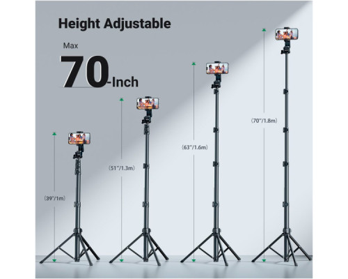 Штатив Ugreen LP680 Selfie Stick Tripod with Bluetooth Remote Black (15609)