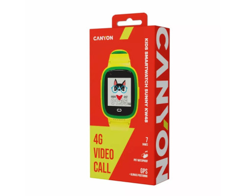 Смарт-годинник Canyon Sunny KW-48 Video 4G GPS Games Music Yellow/Green (CNE-KW48YG)