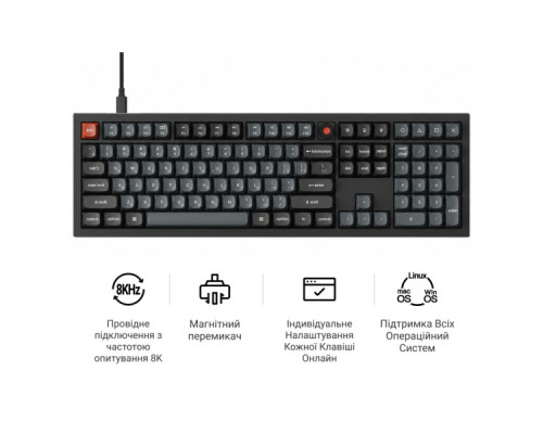 Клавіатура Keychron V6 8K Keychron Super Red Switch RGB USB UA Black (V6W-D1-UA)