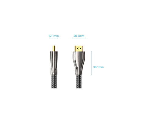 Кабель мультимедійний HDMI M to HDMI M 8.0m V2.0 4K60Hz braided zinc alloy black Vention (ALMBK)